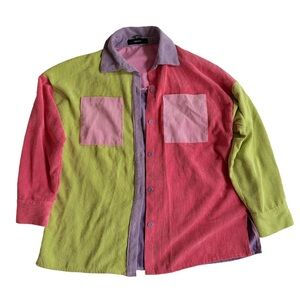 Multicolored Corduroy Button-Up Shirt